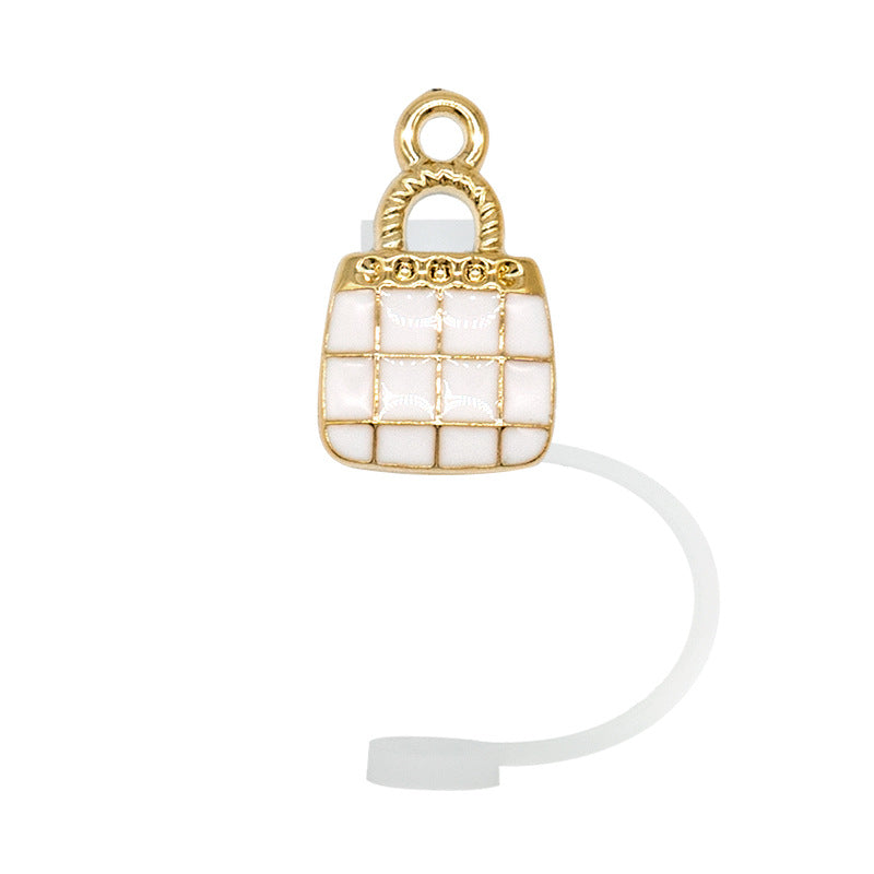 Wholesale 10pcs/packAcrylic Straw Cap Dust Plug Imitation Metal Shell